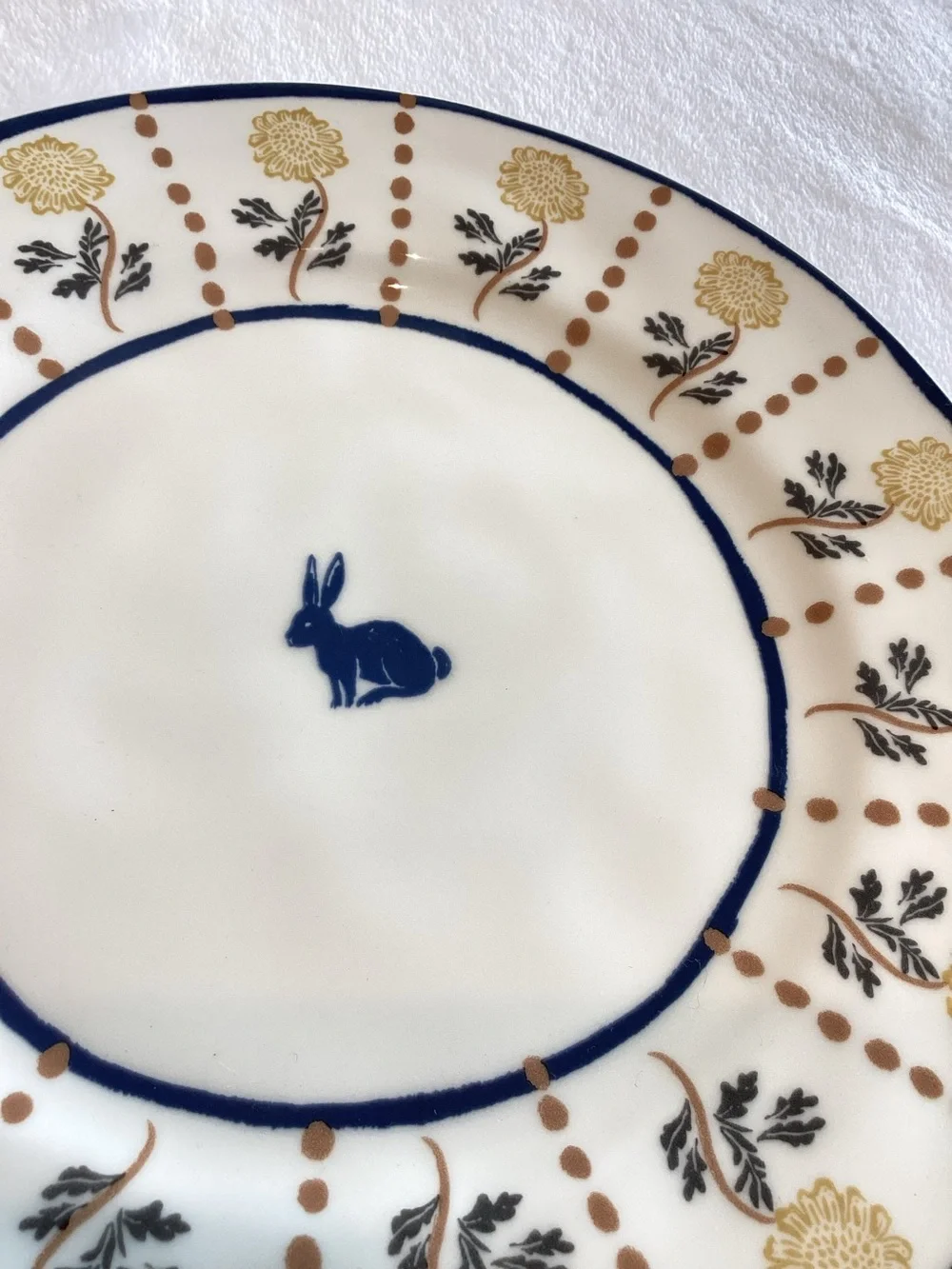 Anthropologie Mille Stoneware Plate Side Dessert New Farm Bunny Blue 8.25”